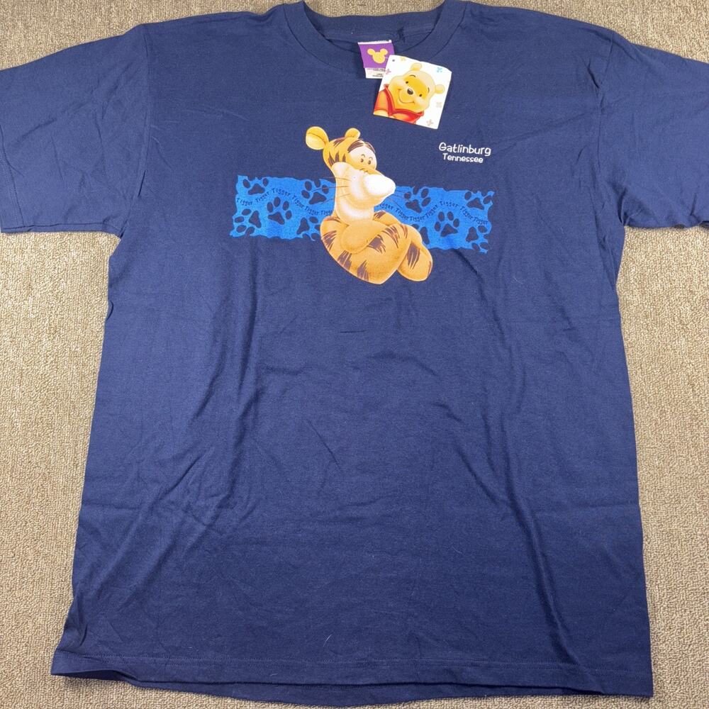 Vintage Tigger T-shirt NWT Blue Disney Winnie The Pooh Large 100 Acre Wood